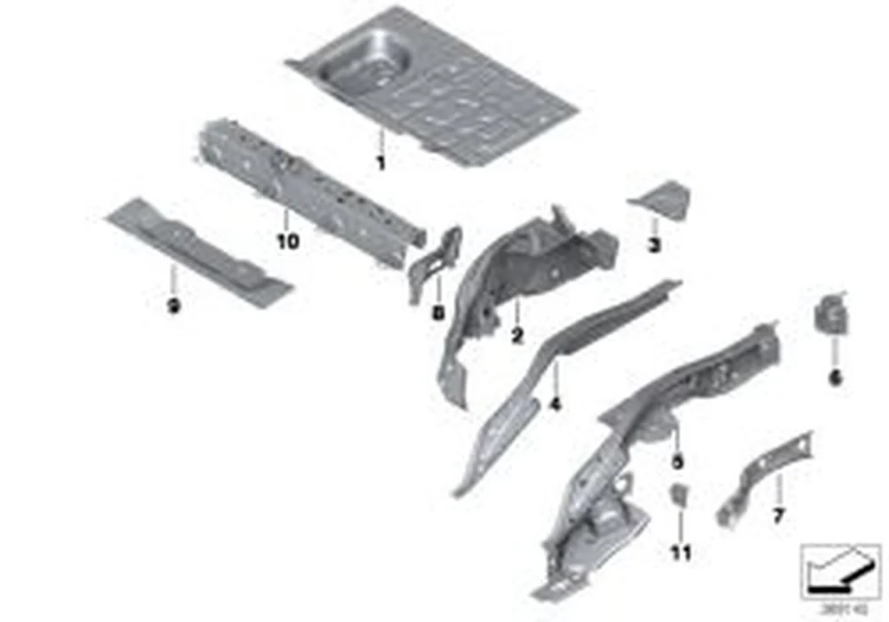 Travesaño piso del maletero superior delantero OEM 41007402295 para MINI F55, F55 LCI. Original MINI.