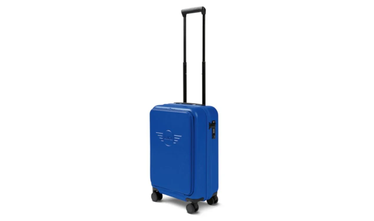 Trolley de cabina azul Blazing Blue con logotipo MINI en relieve OEM 80225B320D9 para MINI. Original MINI.