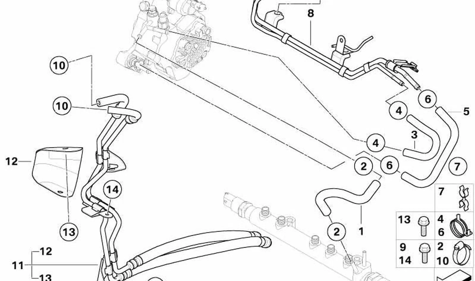 Tubería de combustible OEM 13537790428 para MINI R50 One D. Original MINI.