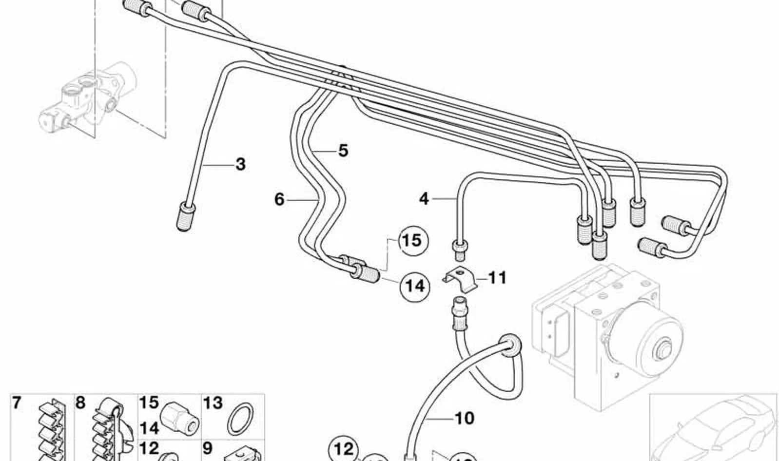 Tubería de freno OEM 34306779169 para MINI R50, R53, R52 Cabrio. Original MINI.