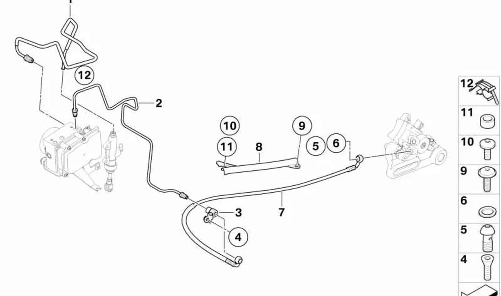 Tubería de freno trasera OEM 34328530494 para motos BMW F 650 GS, F 800 GS. Original BMW Motorrad.