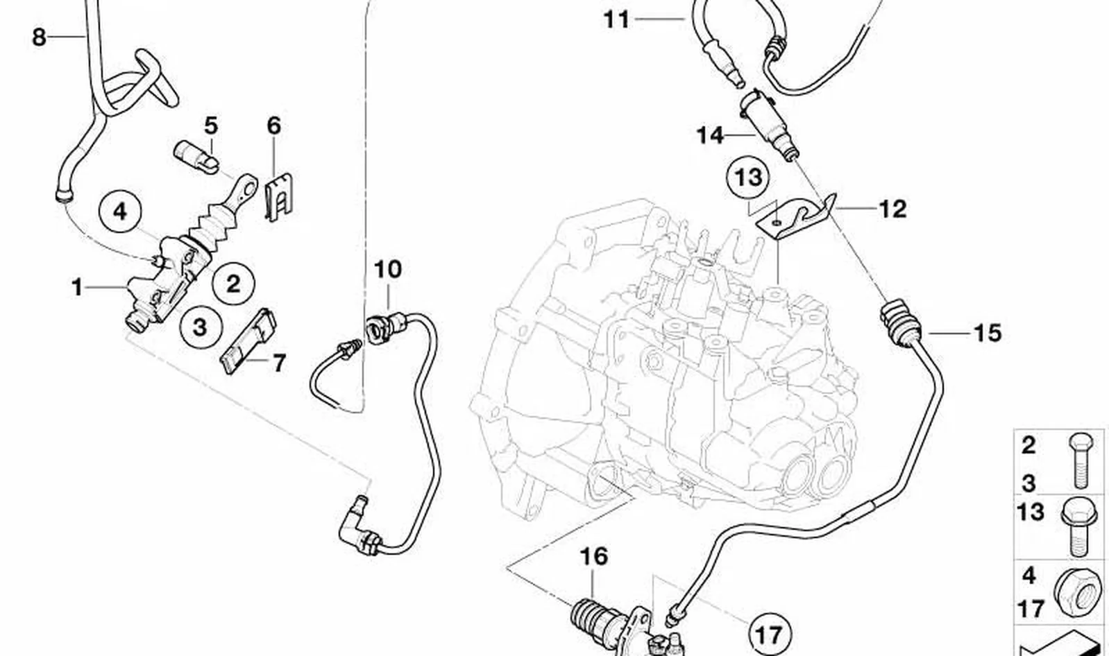 TuberÃa de presión de embrague OEM 21527509234 para MINI R50, R52, R53. Original MINI.