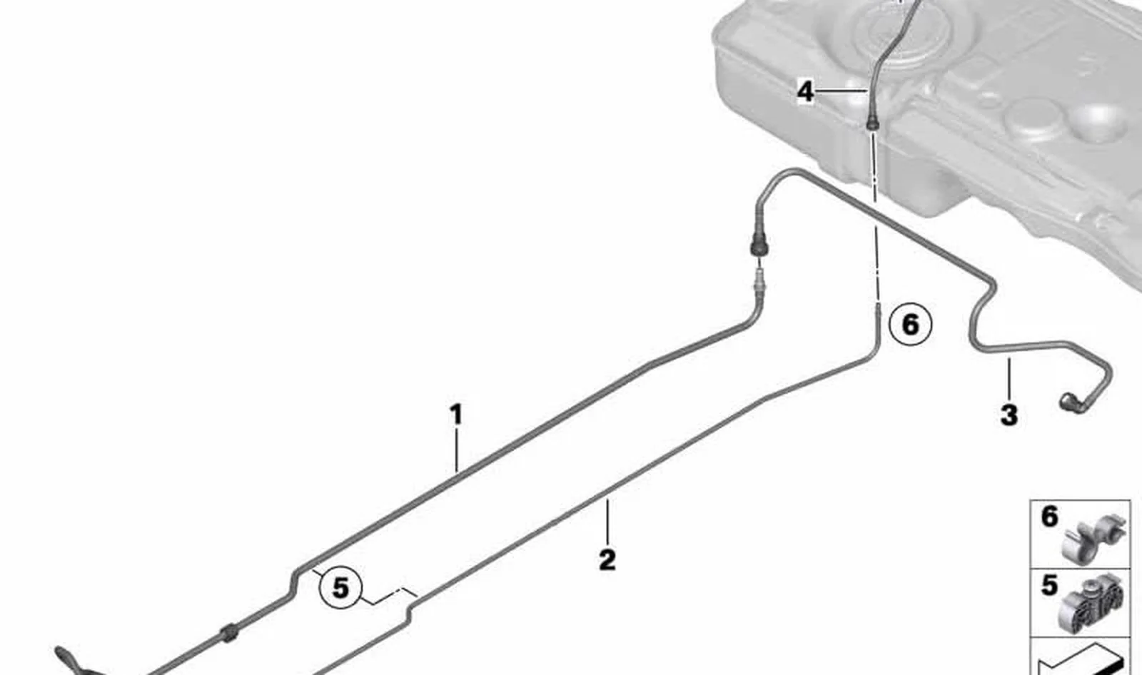 Tubería de retorno de combustible trasera OEM 16119800746 para MINI Countryman R60, Paceman R61. Original MINI.