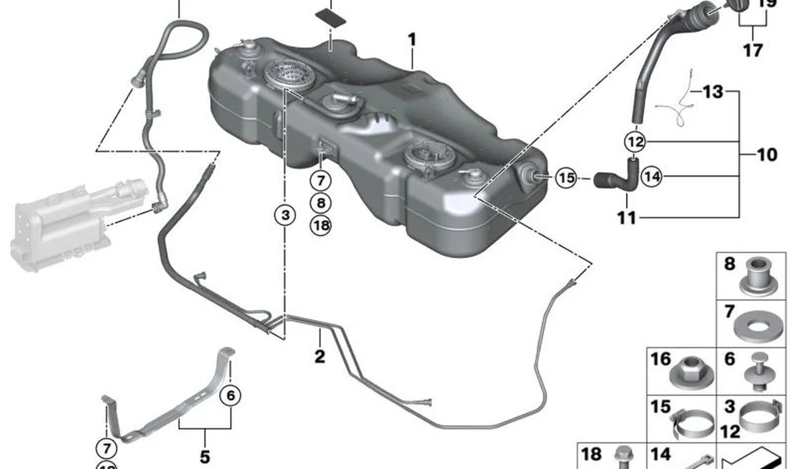 Tubería de ventilación OEM 16112755144 para MINI R56, Clubman R55, Cooper S N14/N18. Original MINI.