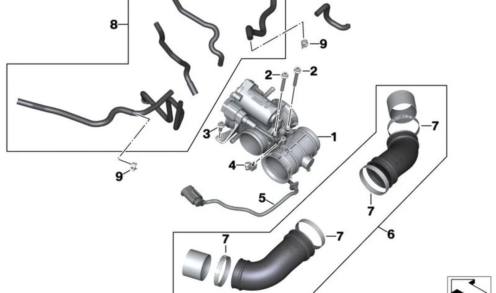 Tubo de la válvula de estrangulación OEM 13718413118 para motos BMW R 18, R 18 Classic, R 18 Roctane, R 18 B, R 18 Transcontinental... y más. Original BMW Motorrad
