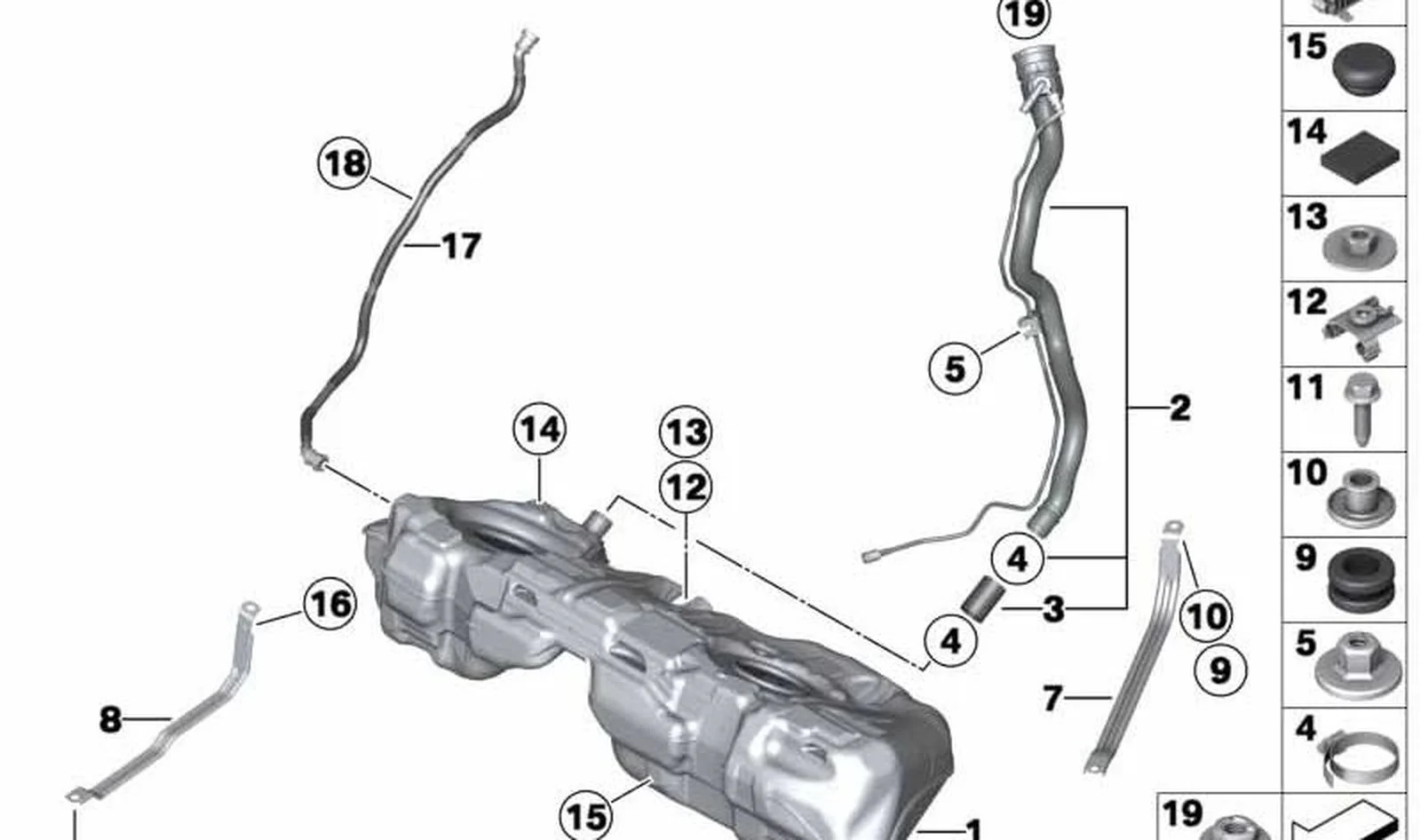 Tubo de llenado de combustible OEM 16117483169 para BMW Serie 3 F30, F31, F34 GT y Serie 4 F32, F33, F36 Gran Coupé... y más. Original BMW