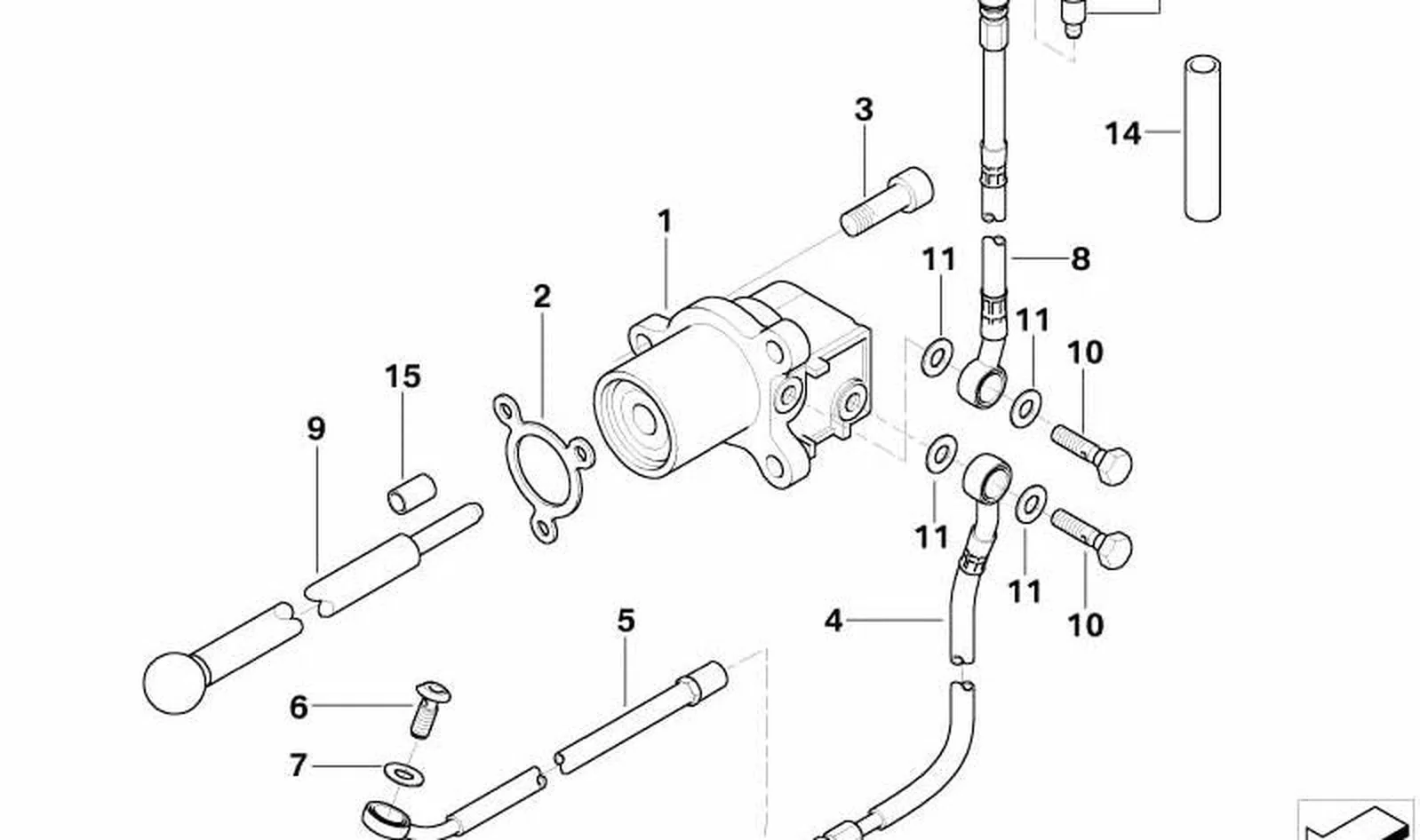 Tubo de presión de embrague OEM 21522333450 para motos BMW K1200LT (1998-2009). Original BMW Motorrad.