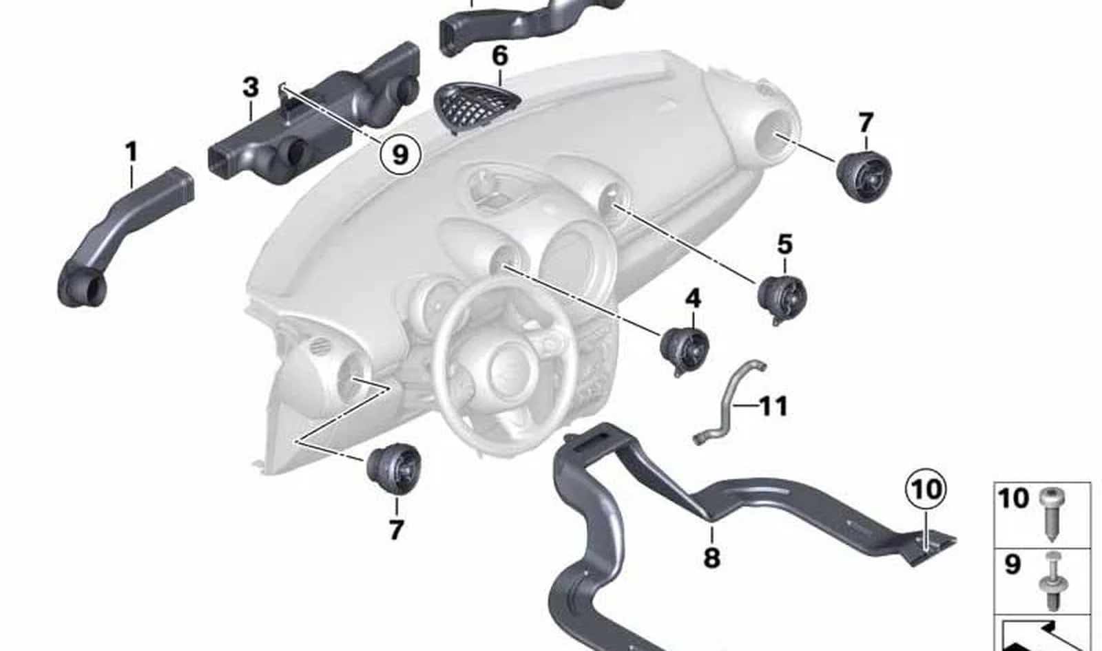 Tubo de salida centro izquierdo OEM 51459801435 para MINI Countryman R60, Paceman R61. Original MINI.