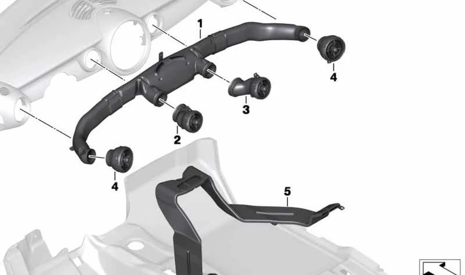 Tubo de salida de aire central izquierdo OEM 51452754451 para MINI R55 Clubman, R56, R57 Cabrio, R58 Coupé, R59 Roadster... y más. Original MINI. - Image 5