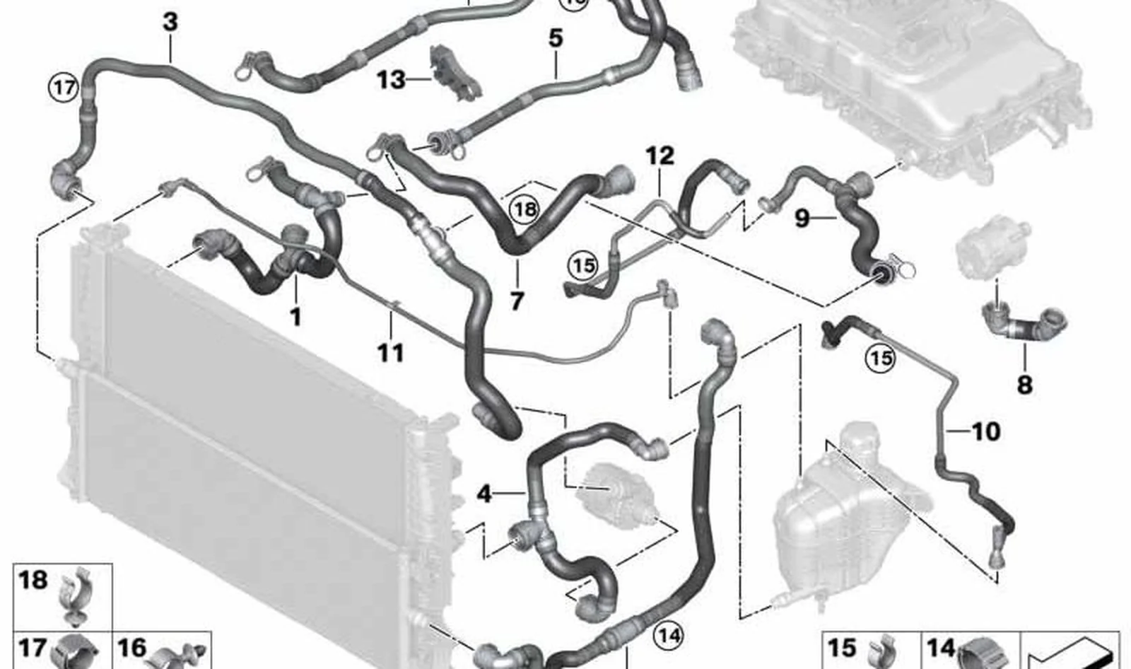 Tubo de ventilación del depósito de compensación OEM 17128741780 para MINI F56 BEV, F56 BEV LCI, Cabrio F57 BEV. Original MINI.