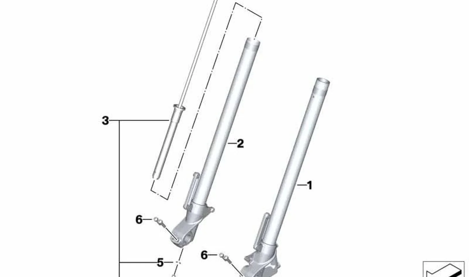 Tubo deslizante izquierdo OEM 31428388677 para BMW Motorrad G 310 GS (K02, 0G02, 0G21). Original BMW Motorrad.