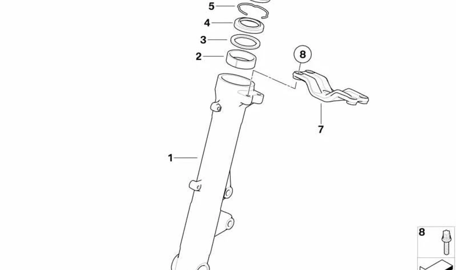 Tubo deslizante izquierdo OEM 31428533683 para motos BMW F800GT (K71). Original BMW Motorrad.
