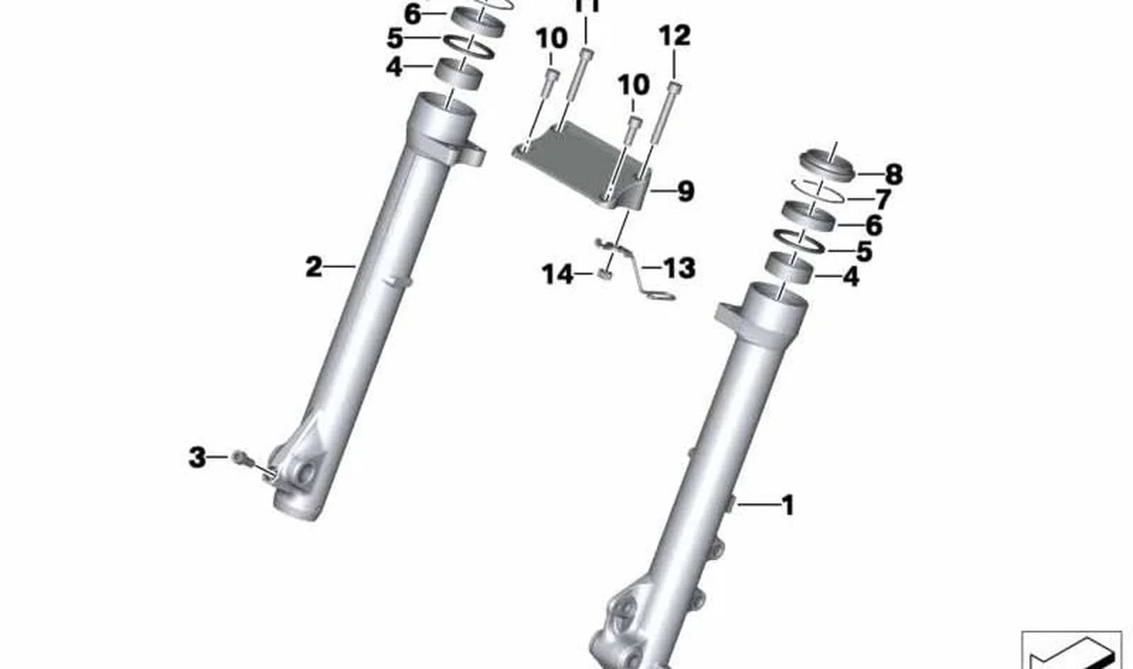 Tubo deslizante negro derecho OEM 31427726760 para BMW Motorrad G 650 GS, G 650 GS Sertão. Original BMW Motorrad.