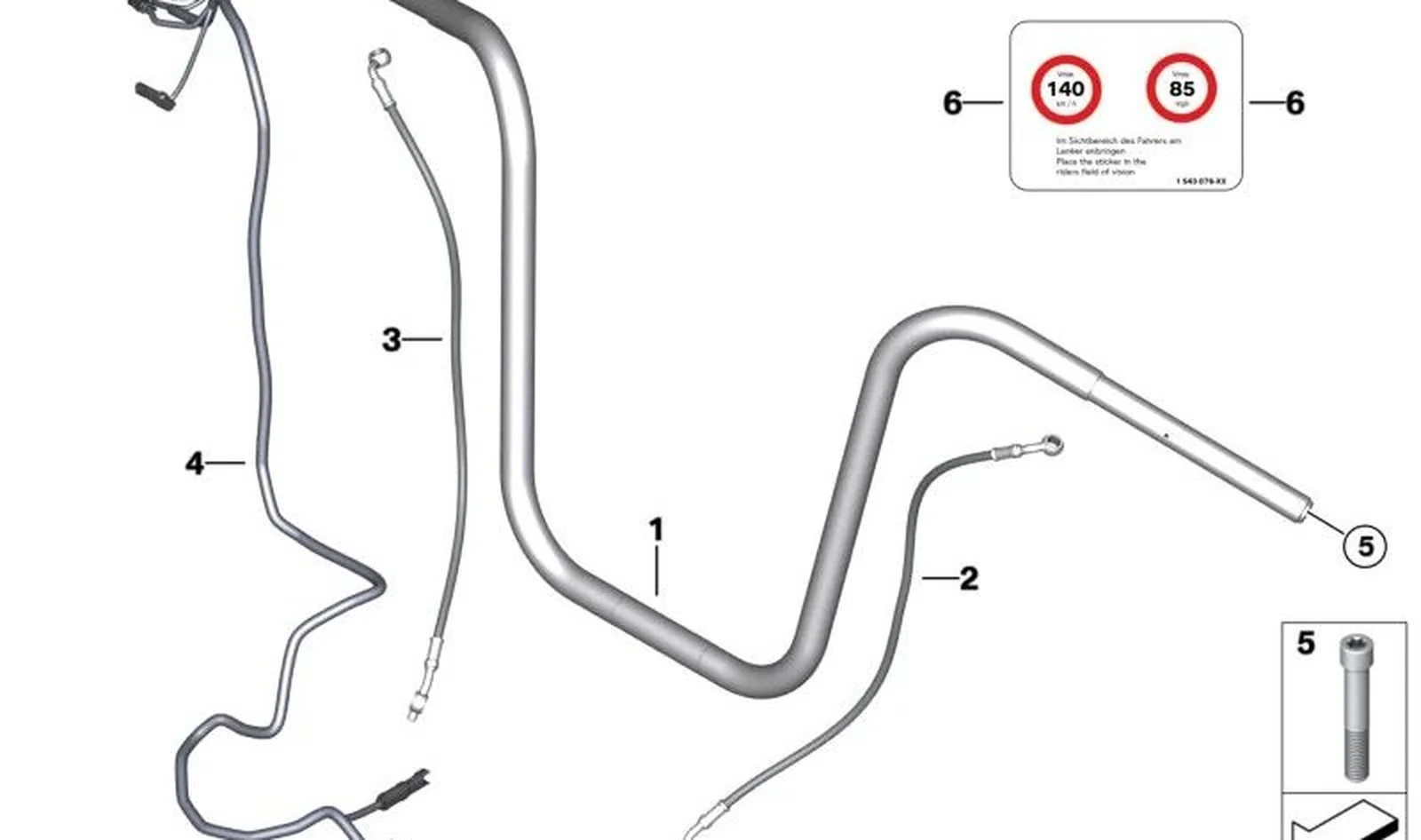 Tubo flexible de freno delantero OEM 77227923457 para BMW Motorrad R 18, R 18 Classic. Original BMW Motorrad.