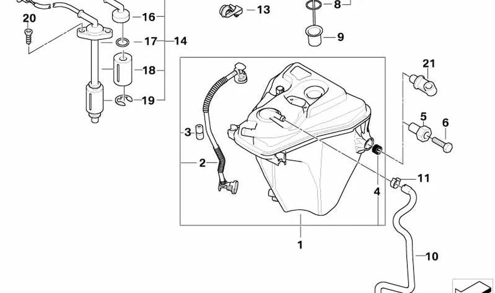 Tubo flexible de ventilación OEM 17217701489 para BMW Motorrad K1200S, K1300R, K1300GT. Original BMW Motorrad.