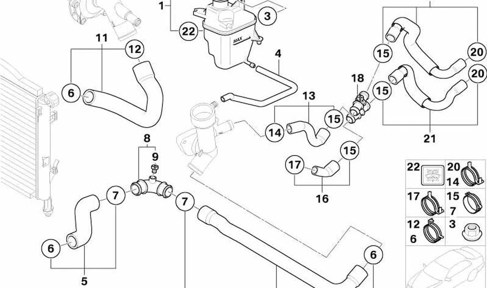Tubo refrigerante OEM 17127515989 para MINI R50, R52, Cooper, One. Original MINI.