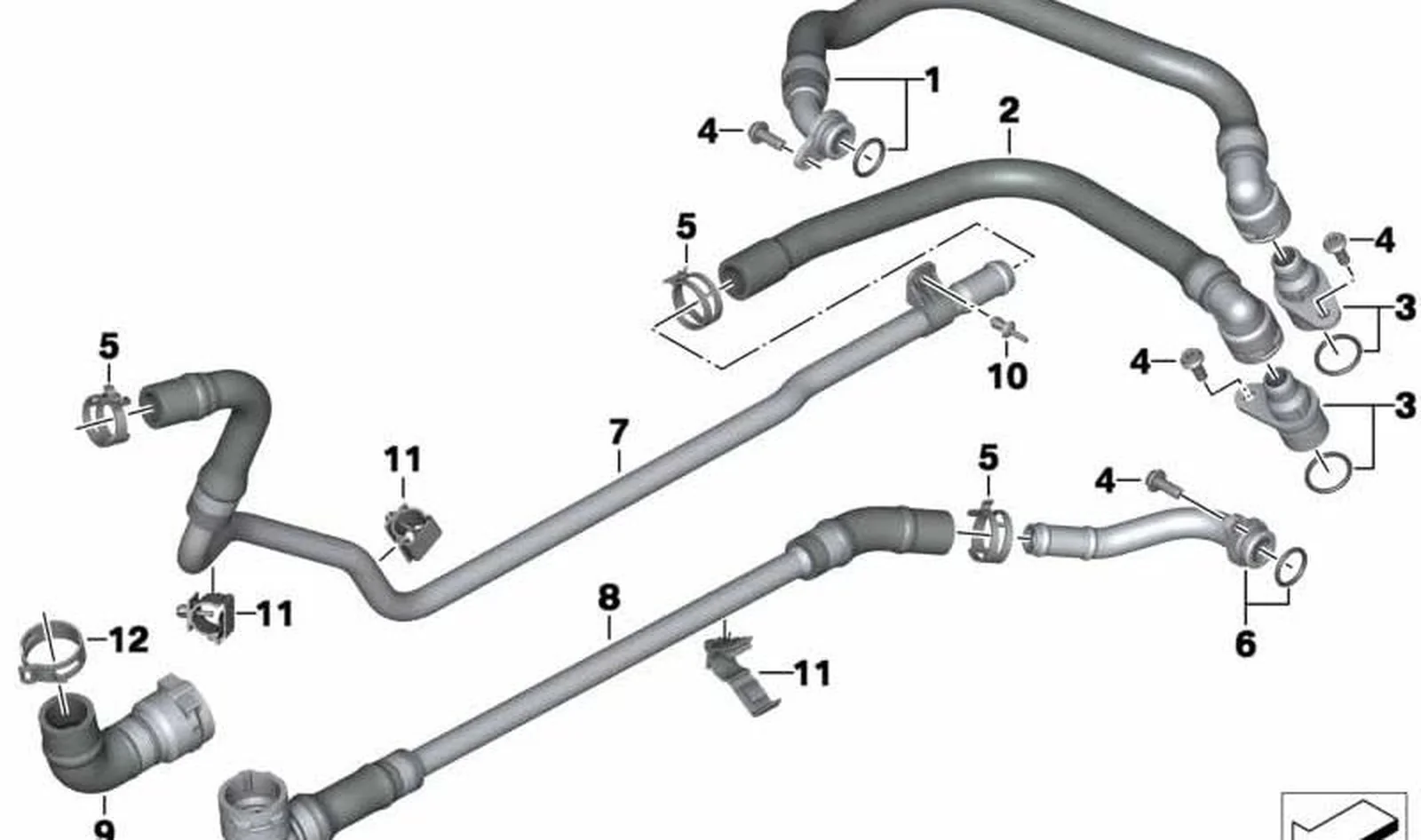 Tubo refrigerante OEM 17128545077 para motos BMW C evolution (K17) 2014-2020. Original BMW Motorrad.