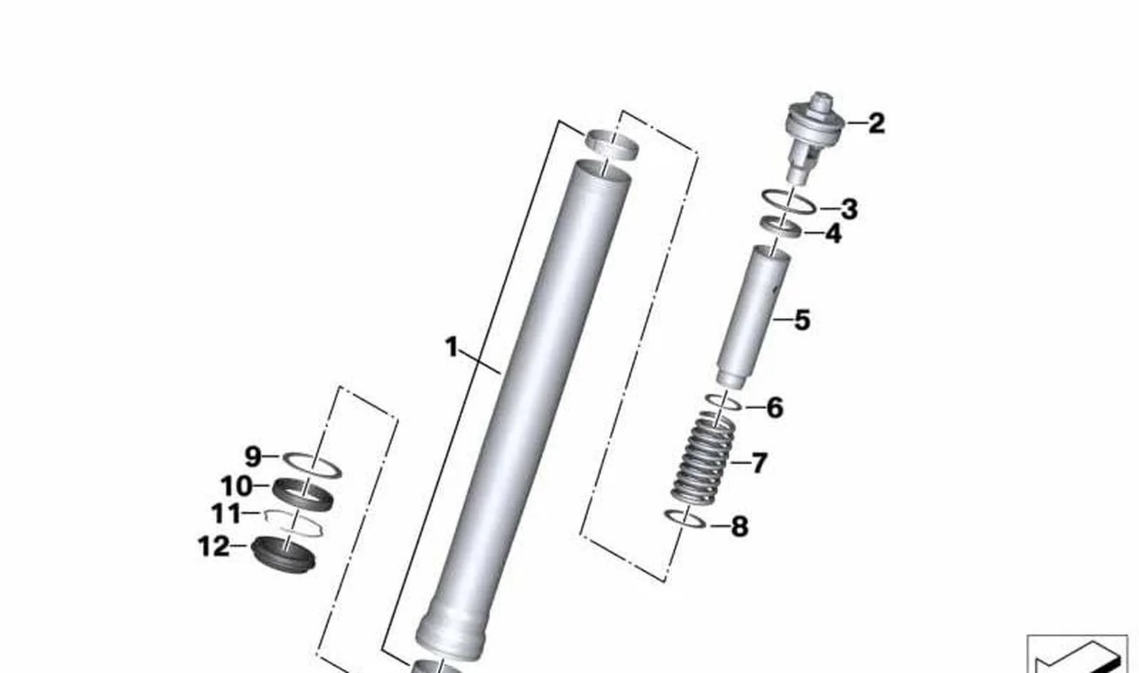 Tubo soporte con casquillo deslizante dorado OEM 31428558477 para motos BMW R nineT, HP4, S 1000 RR, S 1000 R. Original BMW Motorrad.