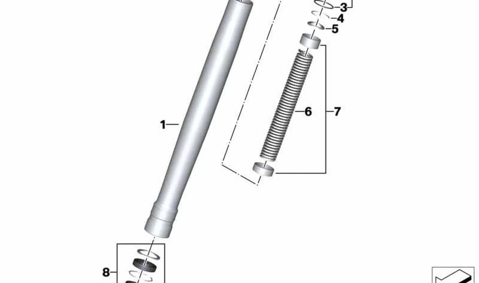 Tubo vertical oro OEM 31429467893 para BMW Motorrad F900R (K83) y más. Original BMW Motorrad.