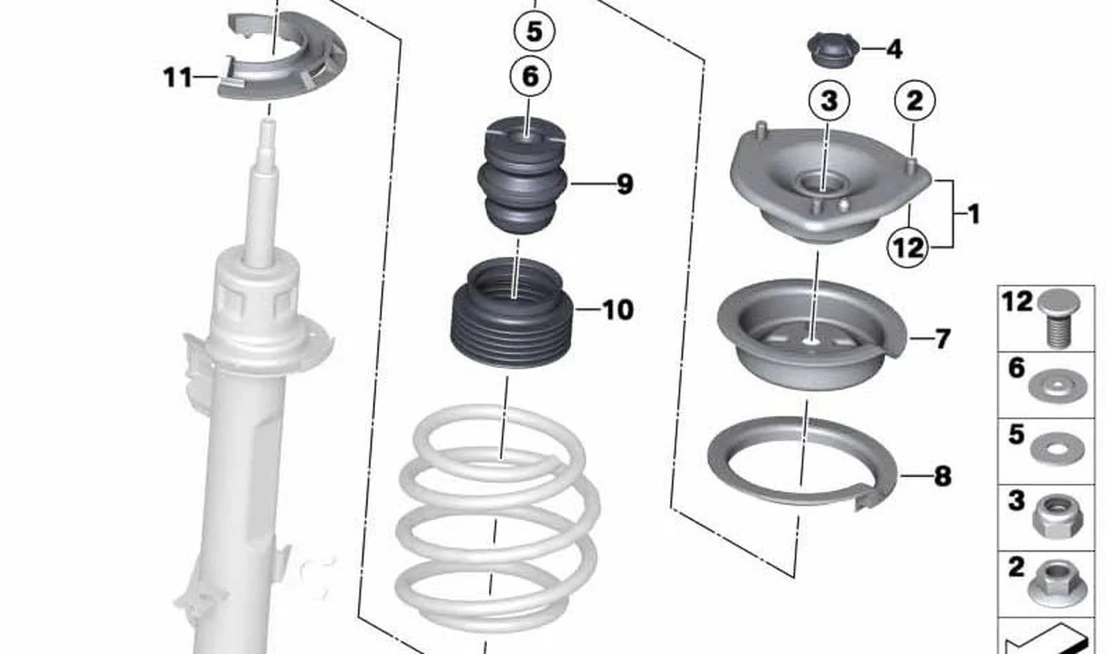 Tuerca hexagonal autofrenable OEM 31336764470 para MINI R50, R53, R56, Clubman R55, Cabrio R52... y más. Original MINI.