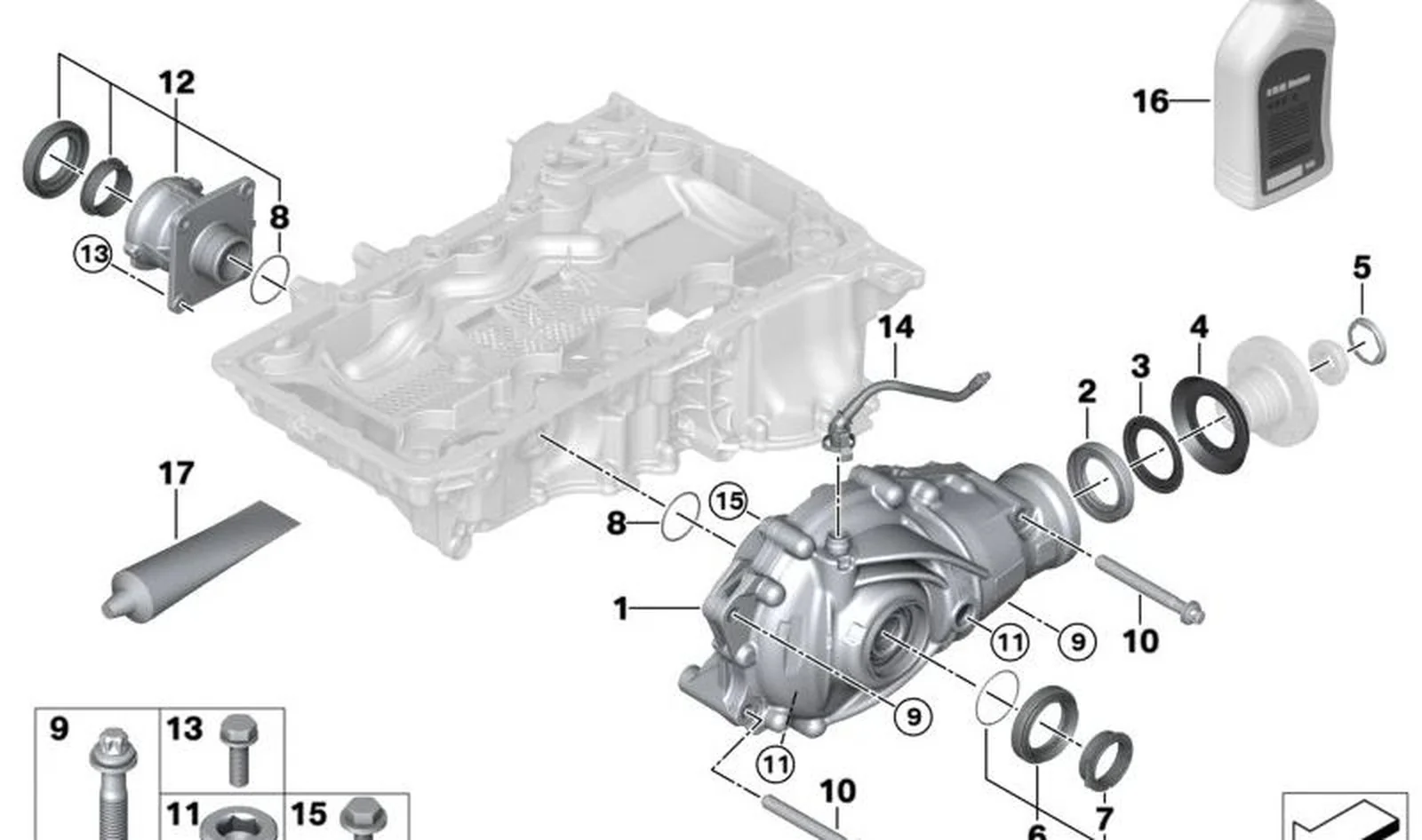 Tuerca hexagonal con costillas diferencial delantero/trasero OEM 31517547749 para BMW G83 M4, G90 M5, G99 M5 Touring, G09 XM y MINI Countryman R60, Paceman R61. Original BMW y MINI - Image 4