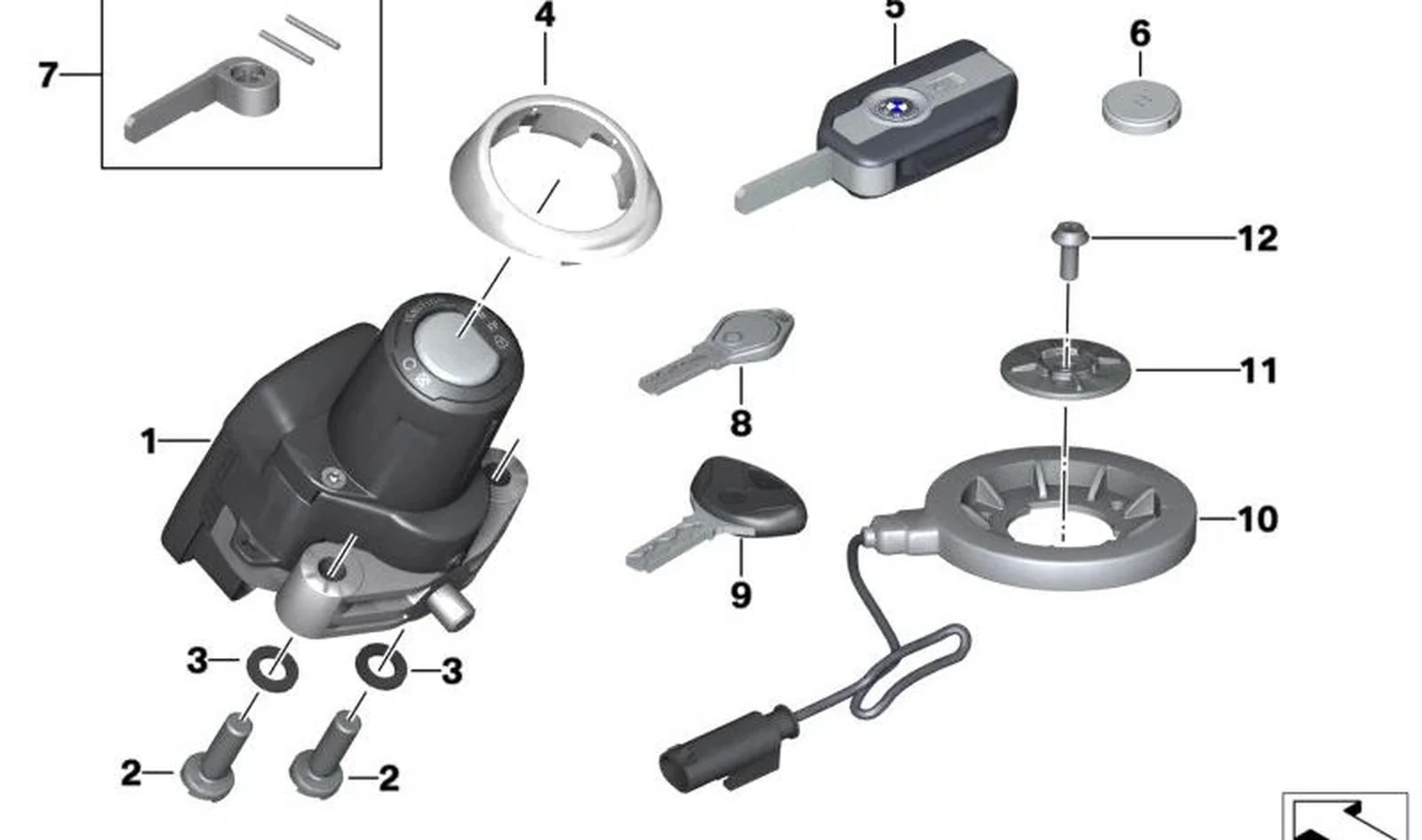 Unidad de mando Keyless Ride OEM 66128559948 para motos BMW K1600 GT, K1600 GTL, K1600 Bagger. Original BMW Motorrad.
