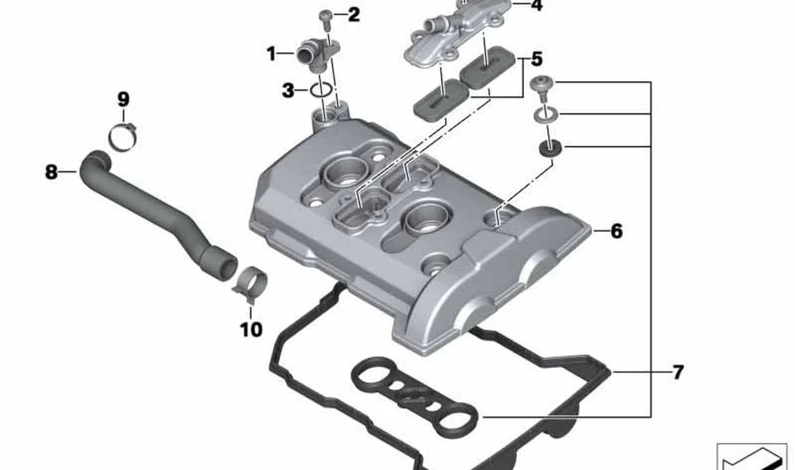 Válvula de aire secundario OEM 11737672759 para motos BMW K1200S, K1300R, K1600GT, F800GS... y más. Original BMW Motorrad.