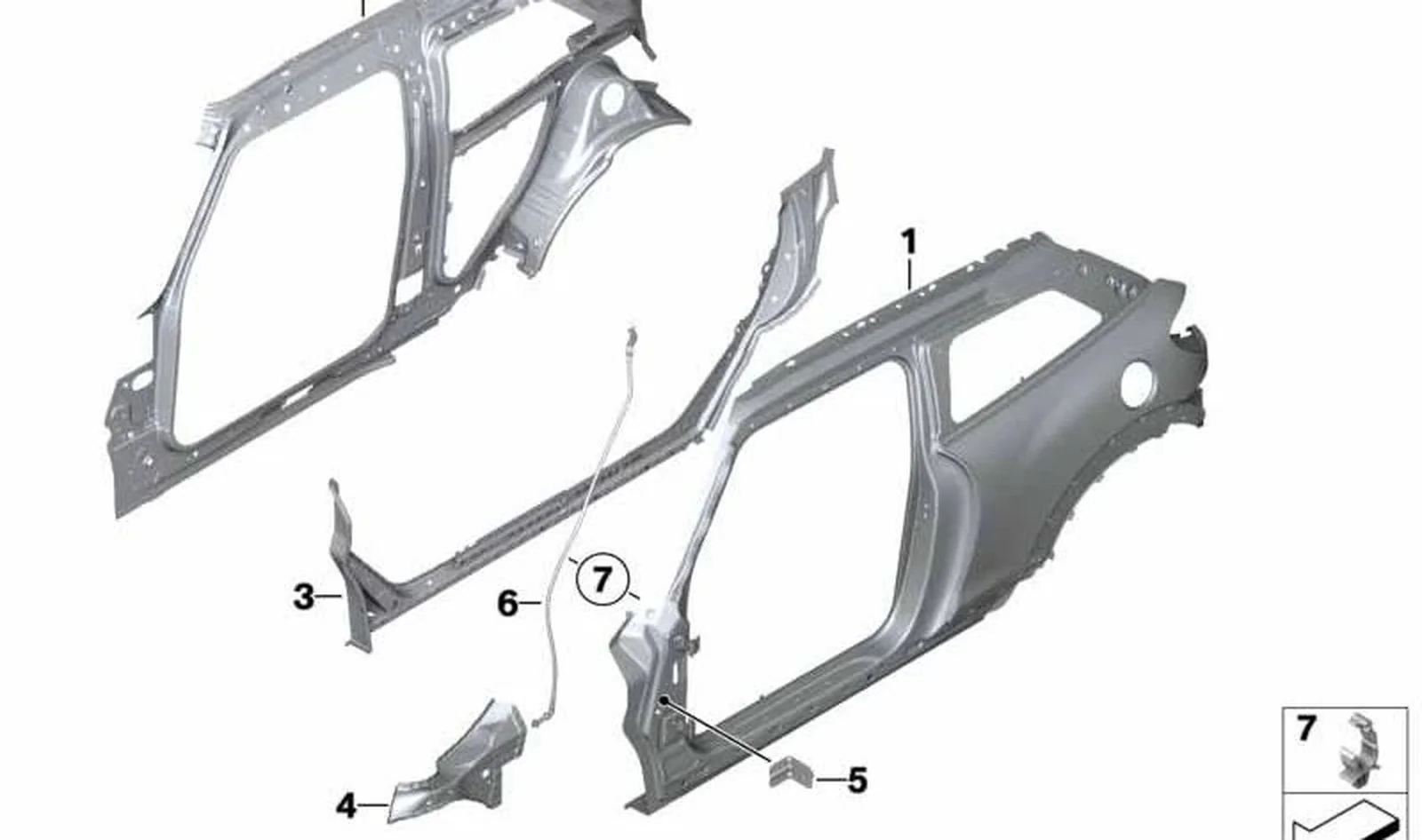 Viga de apoyo para pasarrueda exterior izquierda OEM 41119806245 para MINI Countryman R60, Paceman R61. Original MINI.