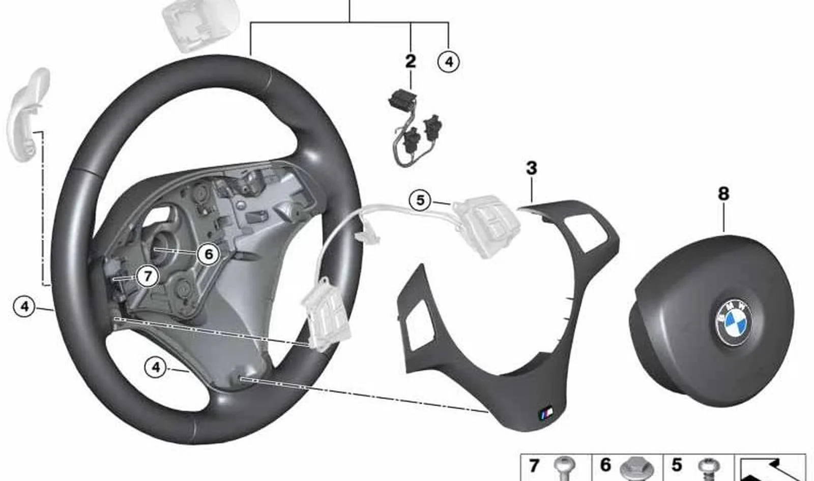 Volante deportivo con airbag de cuero OEM 32307839115 para BMW E81, E87, E82, E90, E92, E93, X1 E84... y más. Original BMW. - Image 4