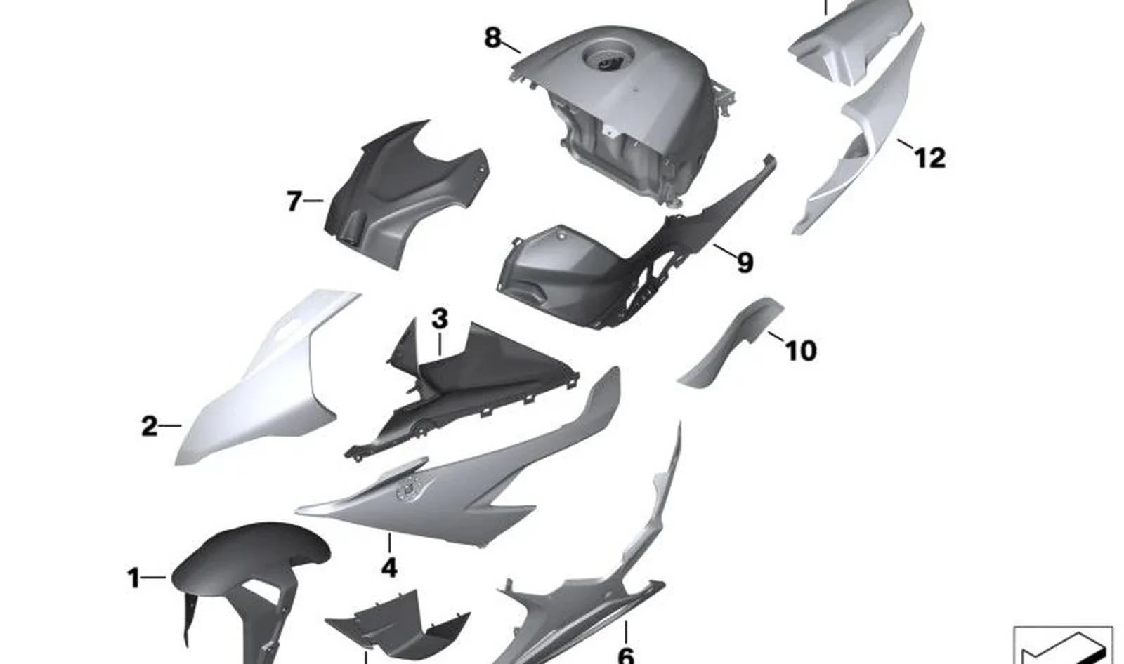 Winglet izquierdo en carbono OEM 46631542841 para motos BMW M 1000 RR (K66) 2020-2022. Original BMW Motorrad.